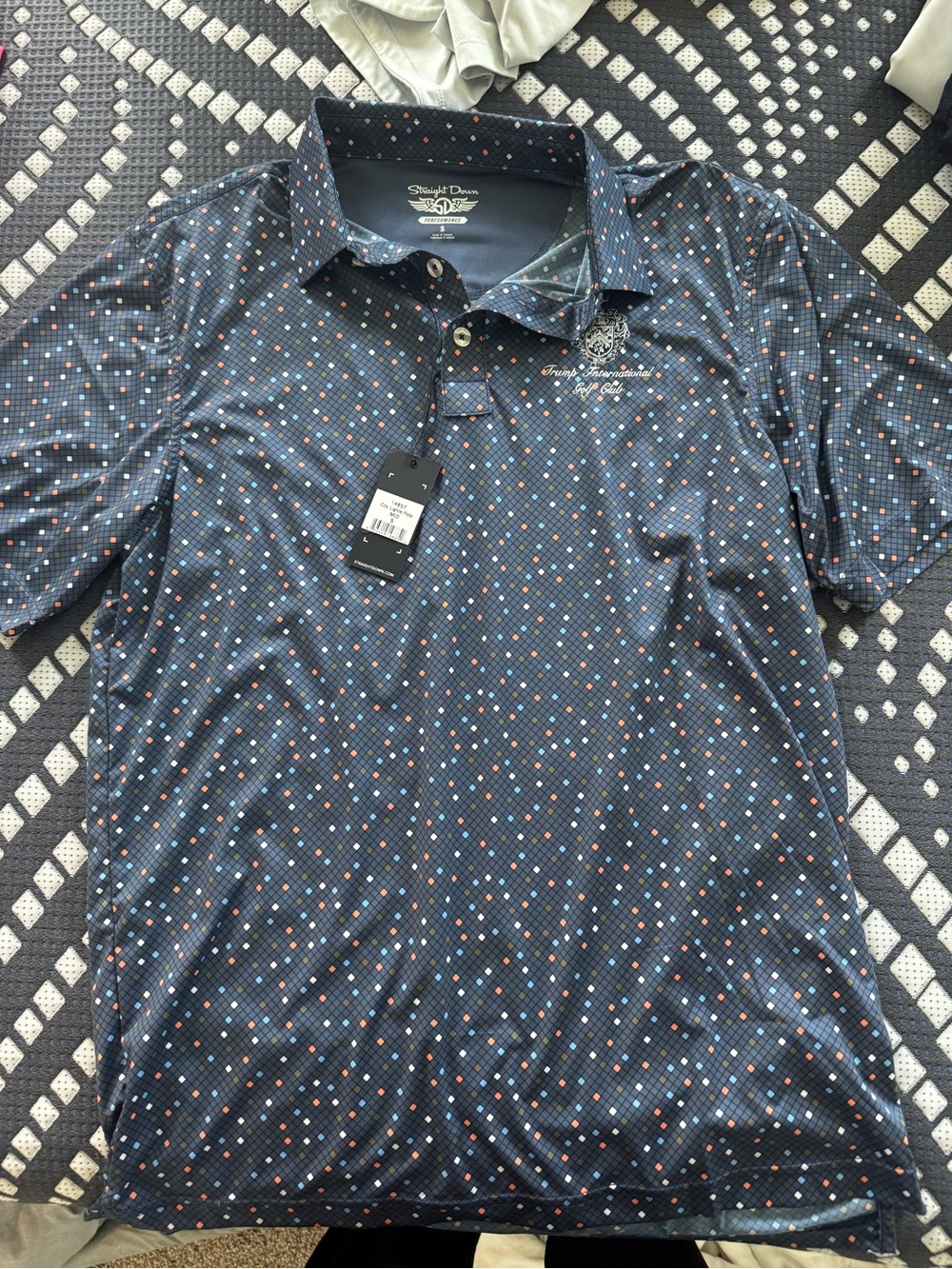 Straight Down Men’s Navy Micro Dot Polo